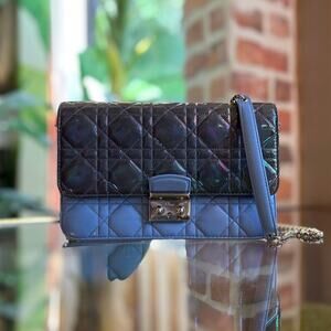 CHRISTIAN DIOR Miss Dior Blue Cannage Quilted Wallet on Chain